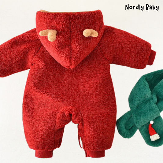 VinterDrøm - Jule Fleece Hættetrøjer til Baby med Tørklæde