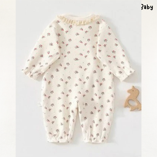 RoseLil - Sød Blomster Lace Krave Bomulds Baby Romper