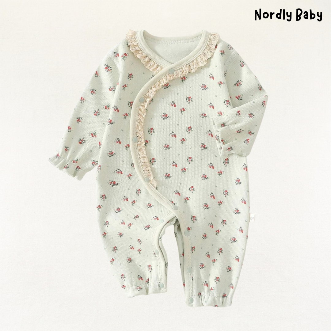 Rose Little - Cute Floral Lace Collar Cotton Baby Romper