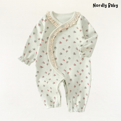 Rose Little - Cute Floral Lace Collar Cotton Baby Romper